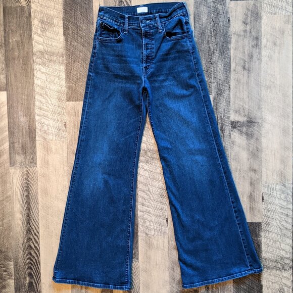 Mother The Tomcat Roller Sneak Jeans Blue High-Rise Flare - Picture 2 of 6